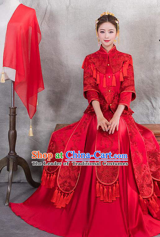 Traditional Chinese Wedding Costumes Traditional Xiuhe Suits Ancient Chinese bridal Full Dress