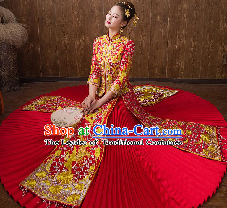 Traditional Chinese Wedding Costumes Traditional Xiuhe Suits Ancient Chinese bridal Full Dress