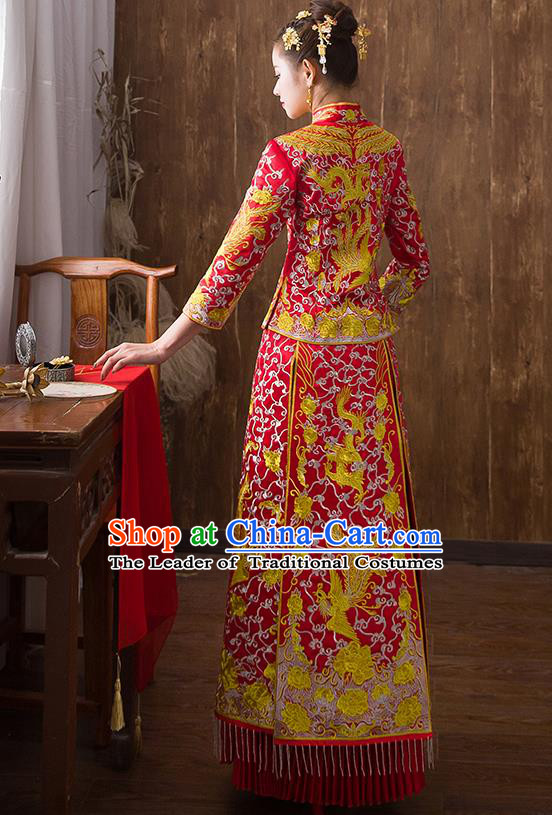 Traditional Chinese Wedding Costumes Traditional Xiuhe Suits Ancient Chinese bridal Full Dress