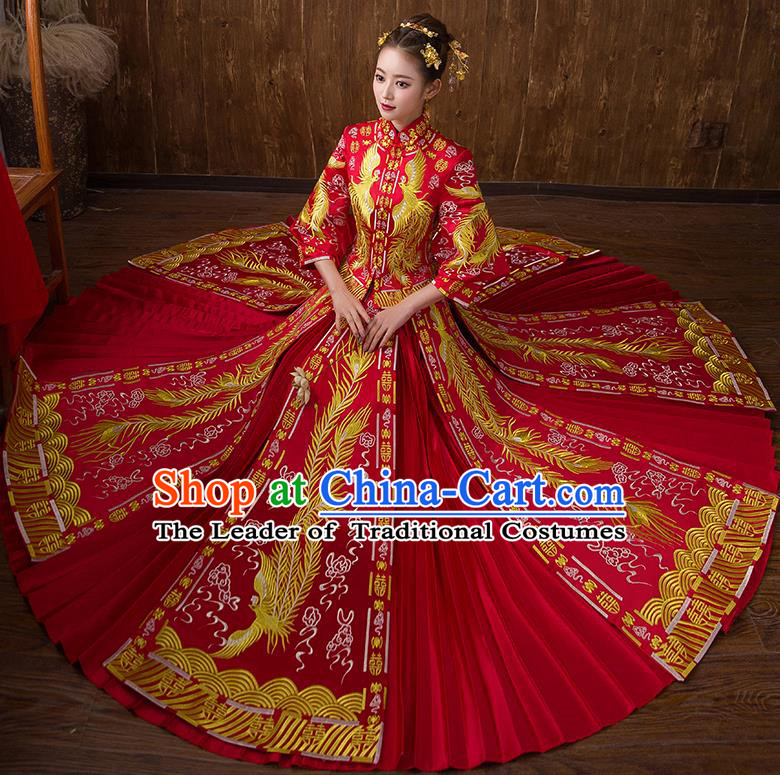 Traditional Chinese Wedding Costumes Traditional Xiuhe Suits Ancient Chinese bridal Full Dress