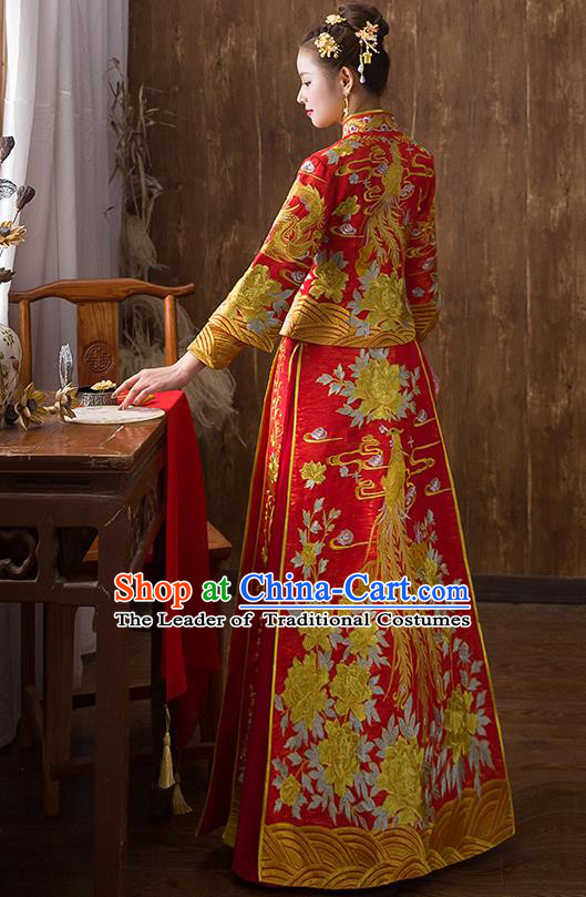 Traditional Chinese Wedding Costumes Traditional Xiuhe Suits Ancient Chinese bridal Full Dress