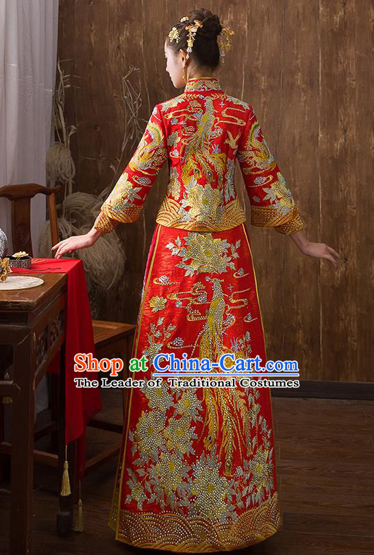 Traditional Chinese Wedding Costumes Traditional Xiuhe Suits Ancient Chinese bridal Full Dress