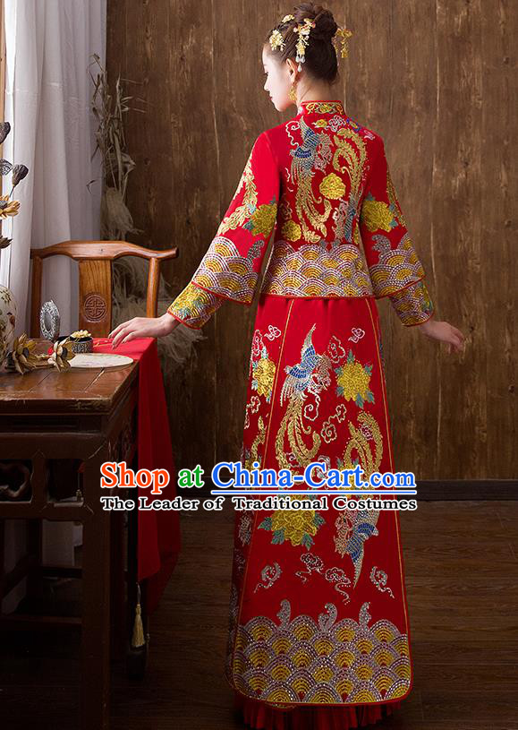 Traditional Chinese Wedding Costumes Traditional Xiuhe Suits Ancient Chinese bridal Full Dress