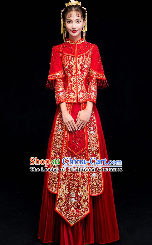 Traditional Chinese Wedding Costumes Traditional Xiuhe Suits Ancient Chinese bridal Full Dress