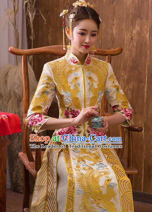 Traditional Chinese Wedding Costumes Traditional Xiuhe Suits Ancient Chinese bridal Full Dress