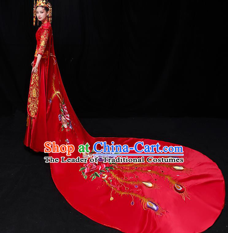 Traditional Chinese Wedding Costumes Traditional Xiuhe Suits Ancient Chinese bridal Full Dress