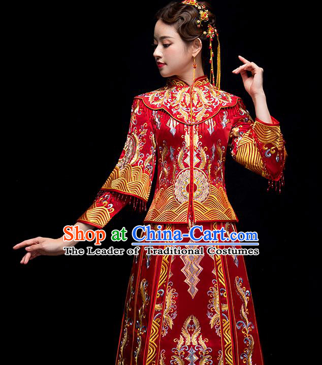 Traditional Chinese Wedding Costumes Traditional Xiuhe Suits Ancient Chinese bridal Full Dress