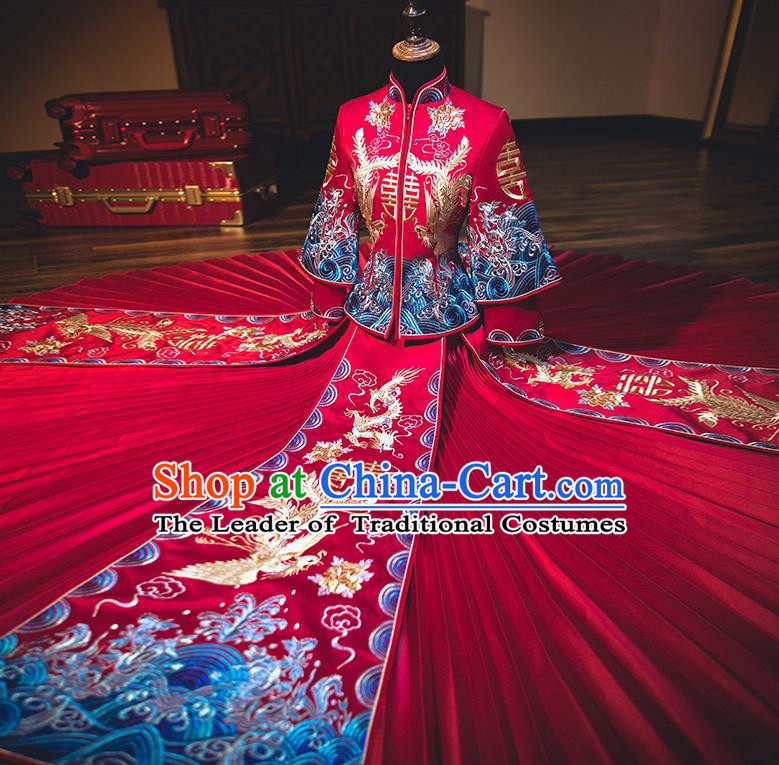 Traditional Chinese Wedding Costumes Traditional Xiuhe Suits Ancient Chinese bridal Full Dress