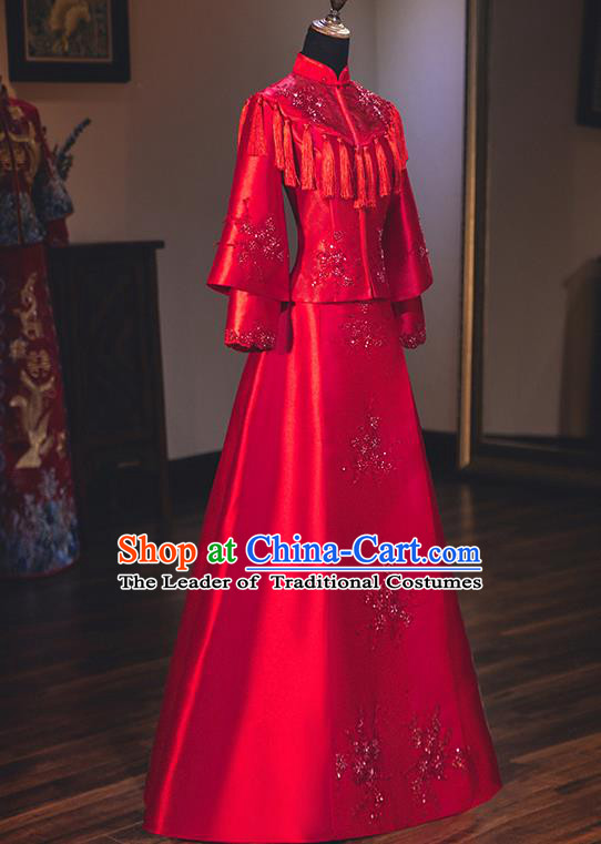 Traditional Chinese Wedding Costumes Traditional Xiuhe Suits Ancient Chinese bridal Full Dress