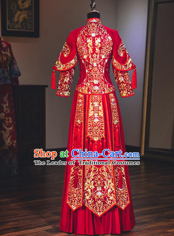 Traditional Chinese Wedding Costumes Traditional Xiuhe Suits Ancient Chinese bridal Full Dress