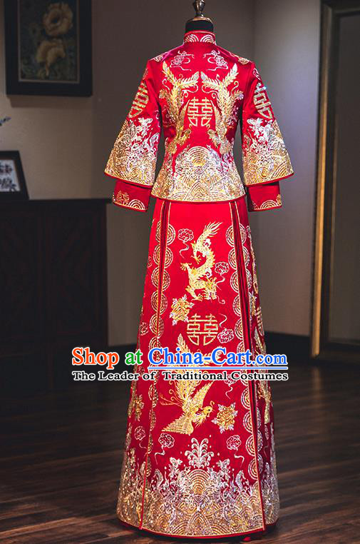 Traditional Chinese Wedding Costumes Traditional Xiuhe Suits Ancient Chinese bridal Full Dress