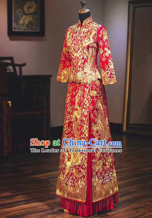 Traditional Chinese Wedding Costumes Traditional Xiuhe Suits Ancient Chinese bridal Full Dress