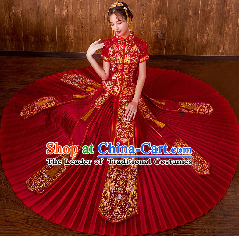 Traditional Chinese Wedding Costumes Traditional Xiuhe Suits Ancient Chinese bridal Full Dress