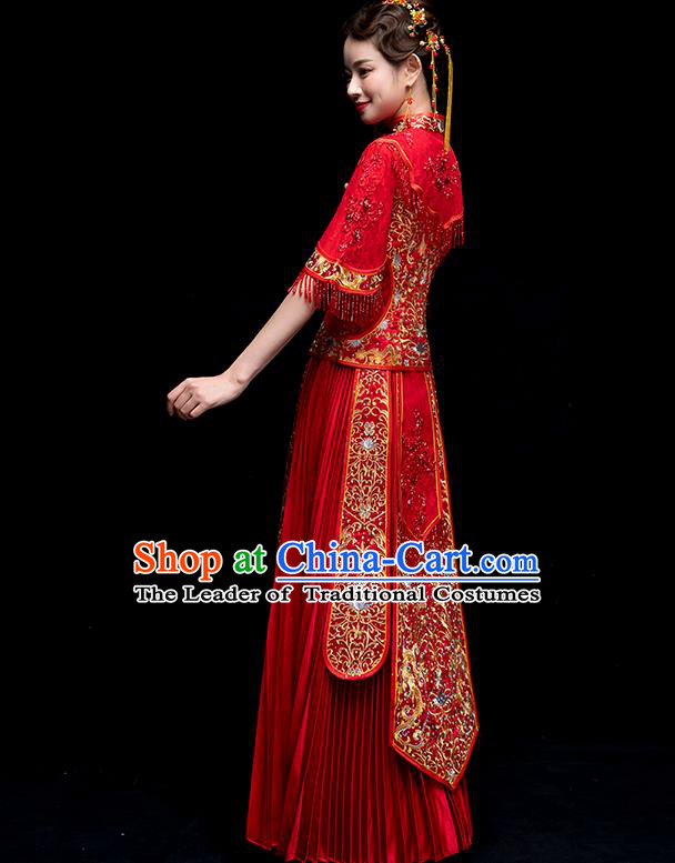 Traditional Chinese Wedding Costumes Traditional Xiuhe Suits Ancient Chinese bridal Full Dress