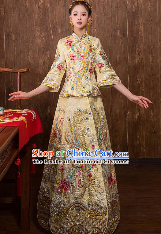 Traditional Chinese Wedding Costumes Traditional Xiuhe Suits Ancient Chinese bridal Full Dress