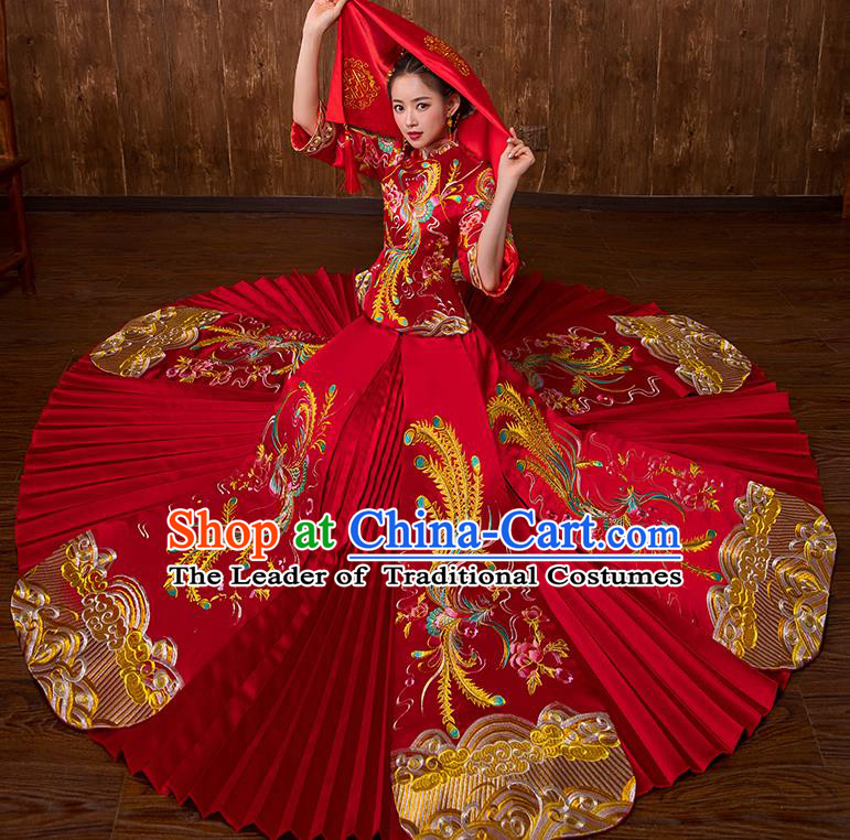 Traditional Chinese Wedding Costumes Traditional Xiuhe Suits Ancient Chinese bridal Full Dress