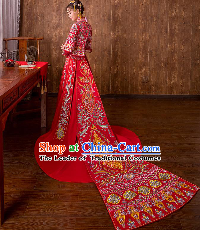 Traditional Chinese Wedding Costumes Traditional Xiuhe Suits Ancient Chinese bridal Full Dress