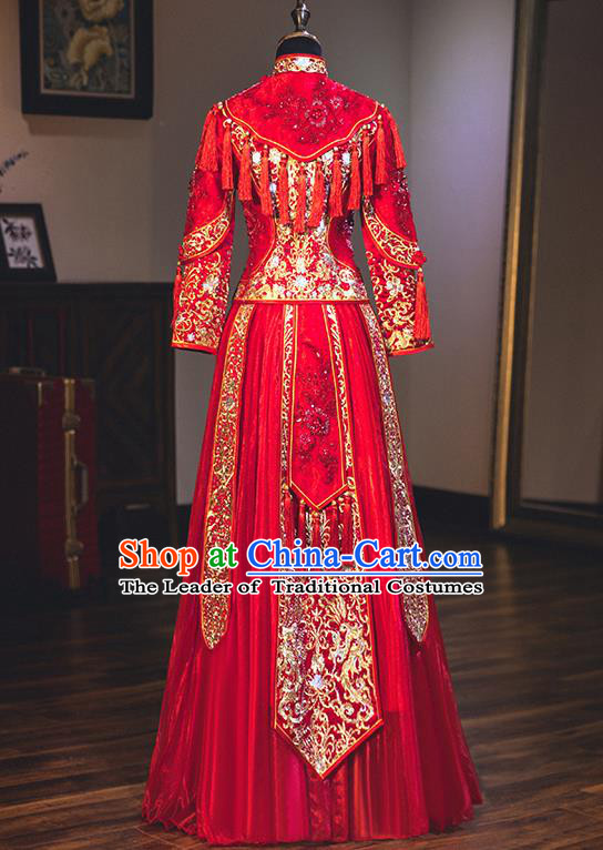 Traditional Chinese Wedding Costumes Traditional Xiuhe Suits Ancient Chinese bridal Full Dress