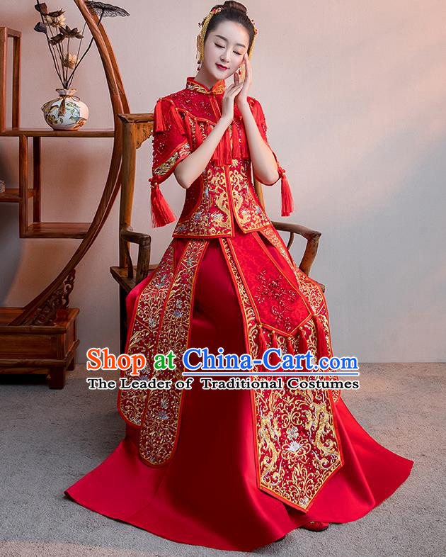 Traditional Chinese Wedding Costumes Traditional Xiuhe Suits Ancient Chinese bridal Full Dress