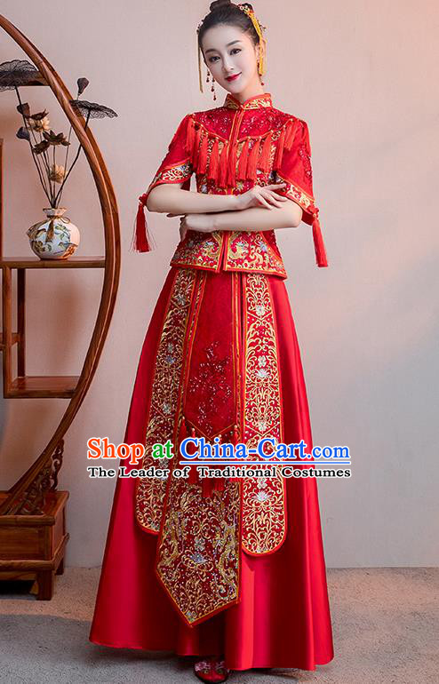 Traditional Chinese Wedding Costumes Traditional Xiuhe Suits Ancient Chinese bridal Full Dress