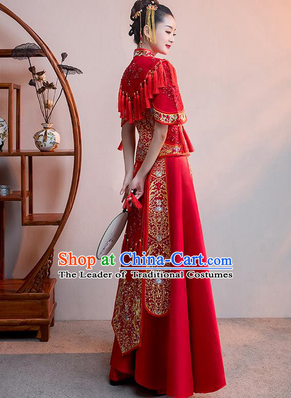 Traditional Chinese Wedding Costumes Traditional Xiuhe Suits Ancient Chinese bridal Full Dress