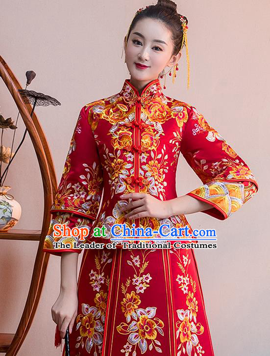 Traditional Chinese Wedding Costumes Traditional Xiuhe Suits Ancient Chinese bridal Full Dress