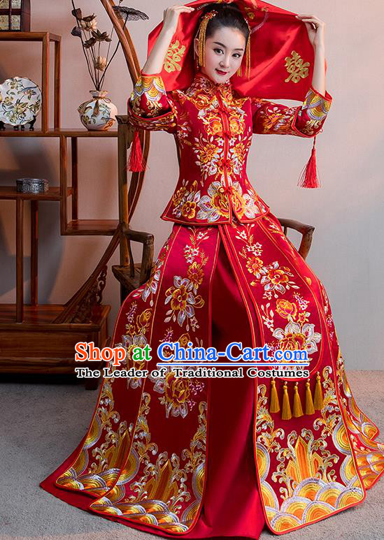 Traditional Chinese Wedding Costumes Traditional Xiuhe Suits Ancient Chinese bridal Full Dress