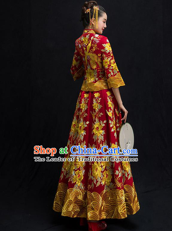 Traditional Chinese Wedding Costumes Traditional Xiuhe Suits Ancient Chinese bridal Full Dress