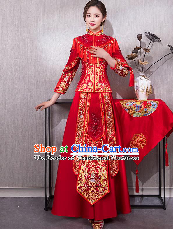 Traditional Chinese Wedding Costumes Traditional Xiuhe Suits Ancient Chinese bridal Full Dress