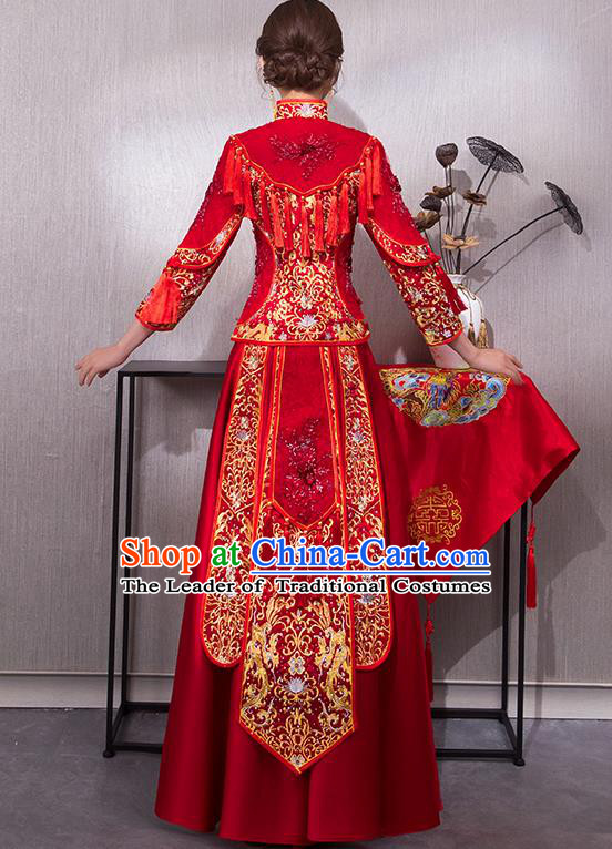 Traditional Chinese Wedding Costumes Traditional Xiuhe Suits Ancient Chinese bridal Full Dress