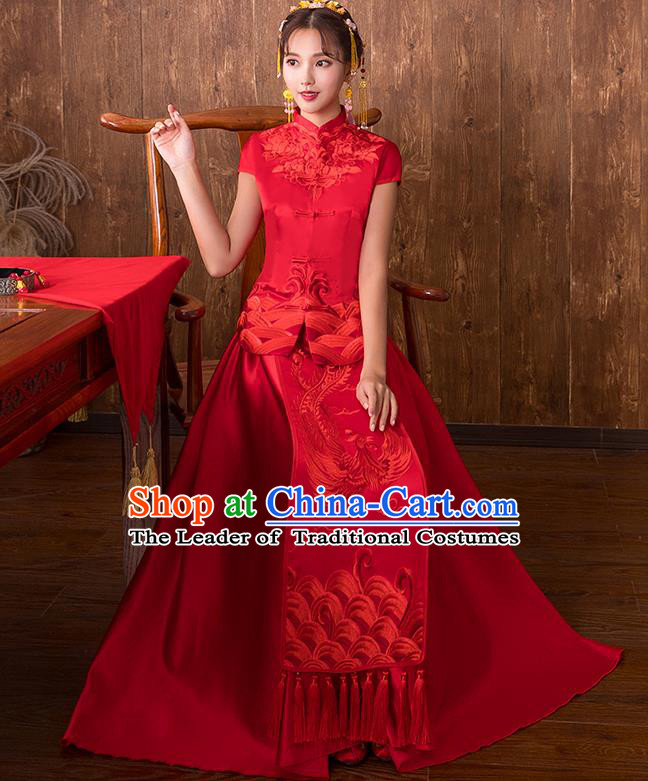 Traditional Chinese Wedding Costumes Traditional Xiuhe Suits Ancient Chinese bridal Full Dress