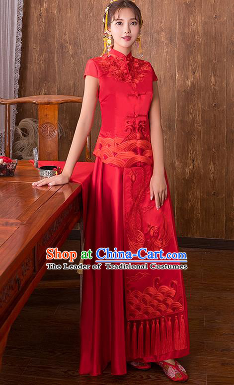 Traditional Chinese Wedding Costumes Traditional Xiuhe Suits Ancient Chinese bridal Full Dress