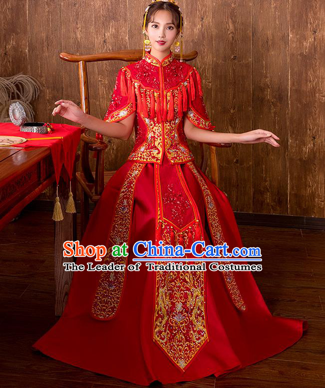 Traditional Chinese Wedding Costumes Traditional Xiuhe Suits Ancient Chinese bridal Full Dress