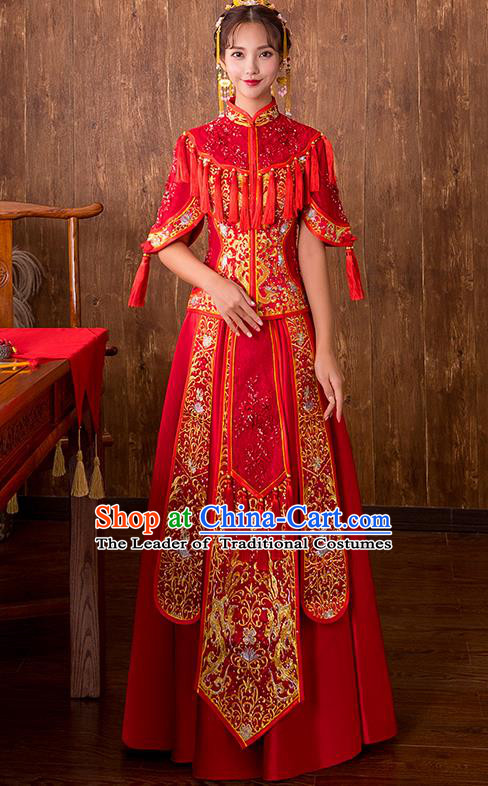 Traditional Chinese Wedding Costumes Traditional Xiuhe Suits Ancient Chinese bridal Full Dress