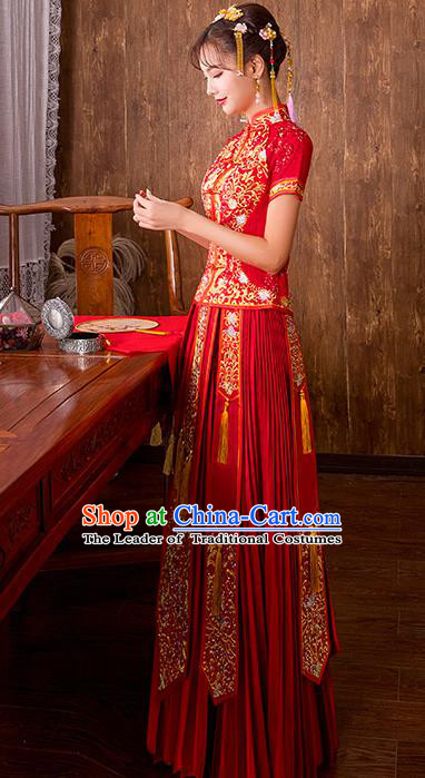 Traditional Chinese Wedding Costumes Traditional Xiuhe Suits Ancient Chinese bridal Full Dress