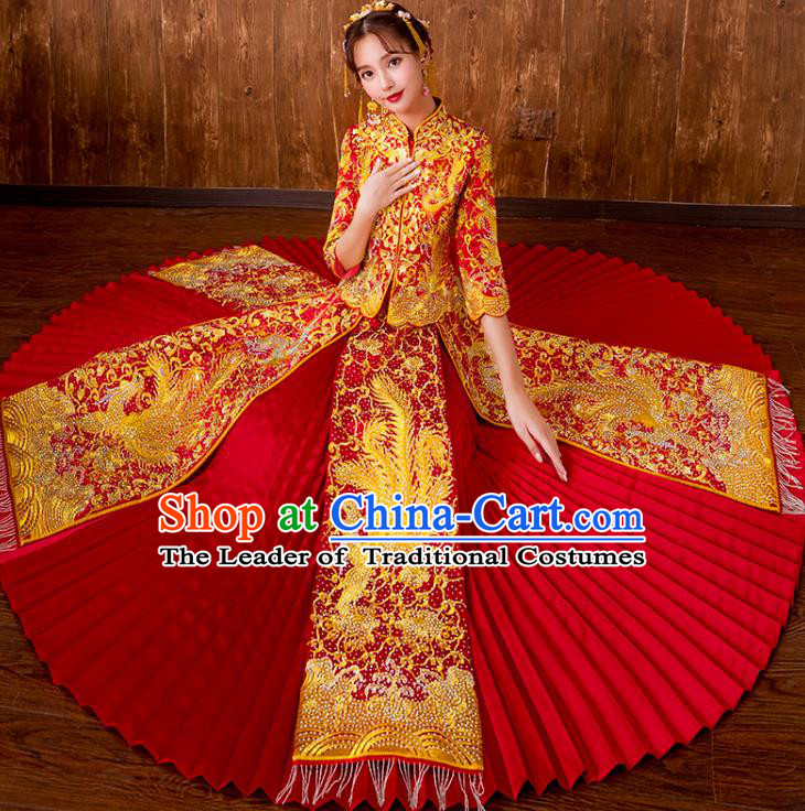 Traditional Chinese Wedding Costumes Traditional Xiuhe Suits Ancient Chinese bridal Full Dress