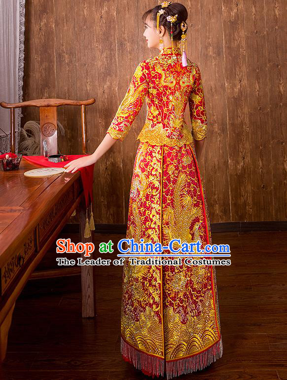 Traditional Chinese Wedding Costumes Traditional Xiuhe Suits Ancient Chinese bridal Full Dress