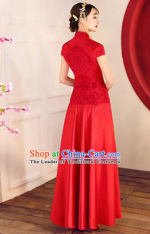 Traditional Chinese Wedding Costumes Traditional Xiuhe Suits Ancient Chinese bridal Full Dress