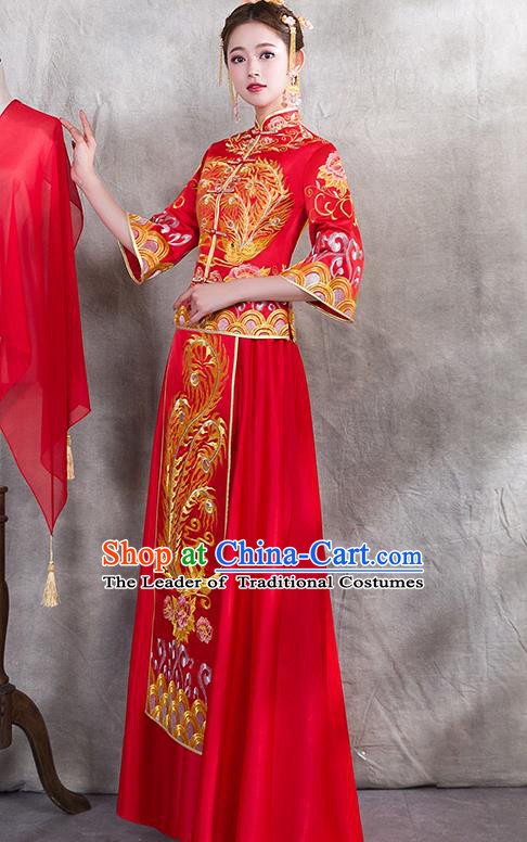 Traditional Chinese Wedding Costumes Traditional Xiuhe Suits Ancient Chinese bridal Full Dress