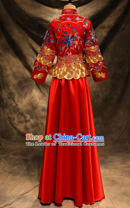 Traditional Chinese Wedding Costumes Traditional Xiuhe Suits Ancient Chinese bridal Full Dress