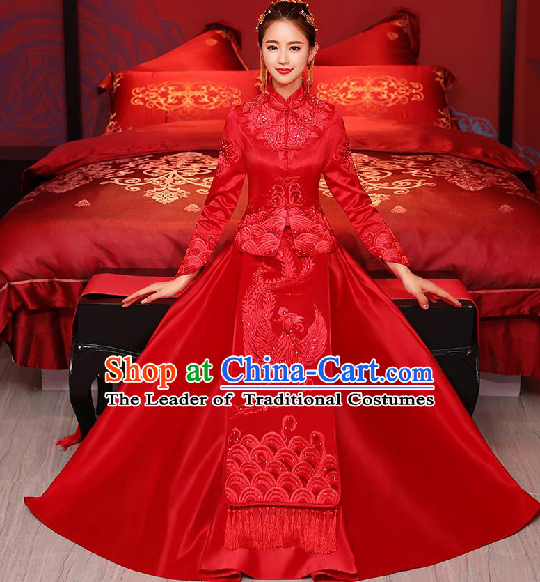 Traditional Chinese Wedding Costumes Traditional Xiuhe Suits Ancient Chinese bridal Full Dress