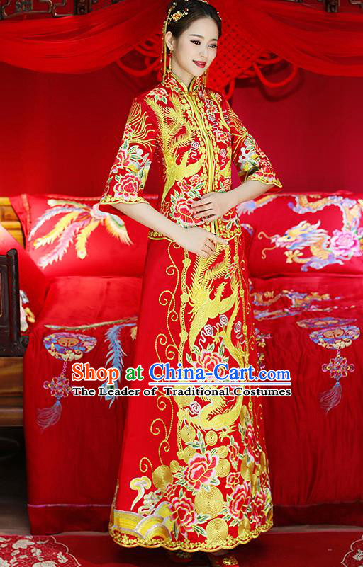 Traditional Chinese Wedding Costumes Traditional Xiuhe Suits Ancient Chinese bridal Full Dress