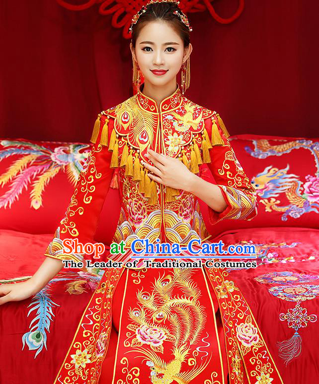 Traditional Chinese Wedding Costumes Traditional Xiuhe Suits Ancient Chinese bridal Full Dress