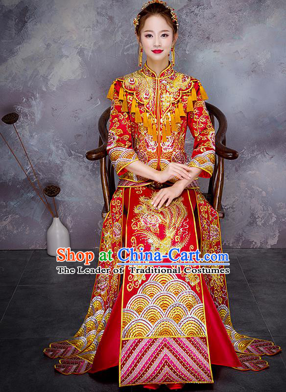 Traditional Chinese Wedding Costumes Traditional Xiuhe Suits Ancient Chinese bridal Full Dress