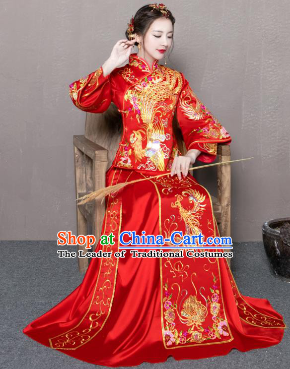 Traditional Chinese Wedding Costumes Traditional Xiuhe Suits Ancient Chinese bridal Full Dress