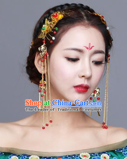 Chinese Traditional Wedding Hair Accessories Bride Tassel Hairpins Complete Set for Women