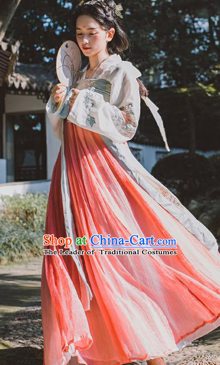 Chinese Ancient Drama Princess Embroidered Hanfu Dress Tang Dynasty Palace Lady Clothing for Women