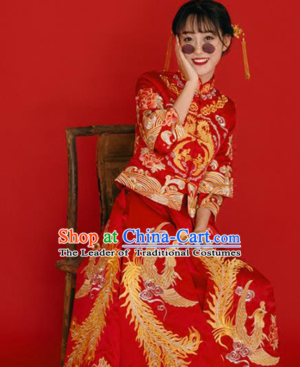Traditional Chinese Wedding Costumes Traditional Xiuhe Suits Ancient Chinese bridal Full Dress