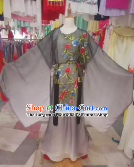 Chinese Traditional Beijing Opera Scholar Embroidered Black Robe Peking Opera Niche Costume for Adults