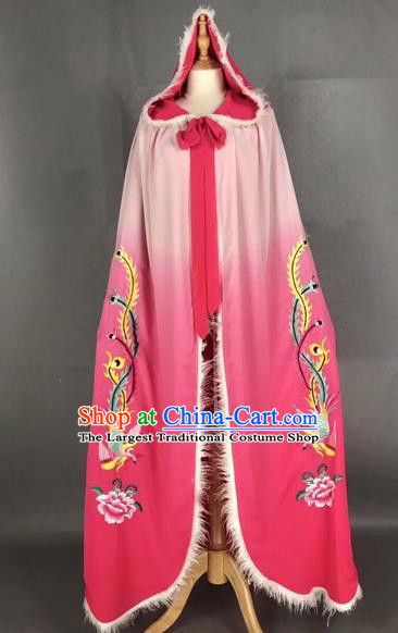 Chinese Traditional Peking Opera Princess Pink Cloak Beijing Opera Diva Embroidered Phoenix Costumes for Adults